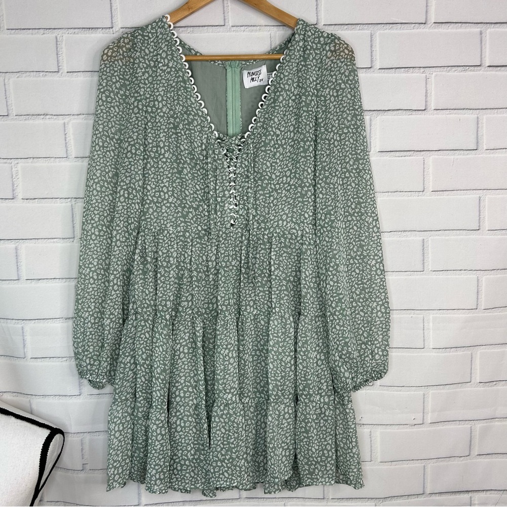 Princess Polly Long Sleeve Deep V Mini Dress size 8